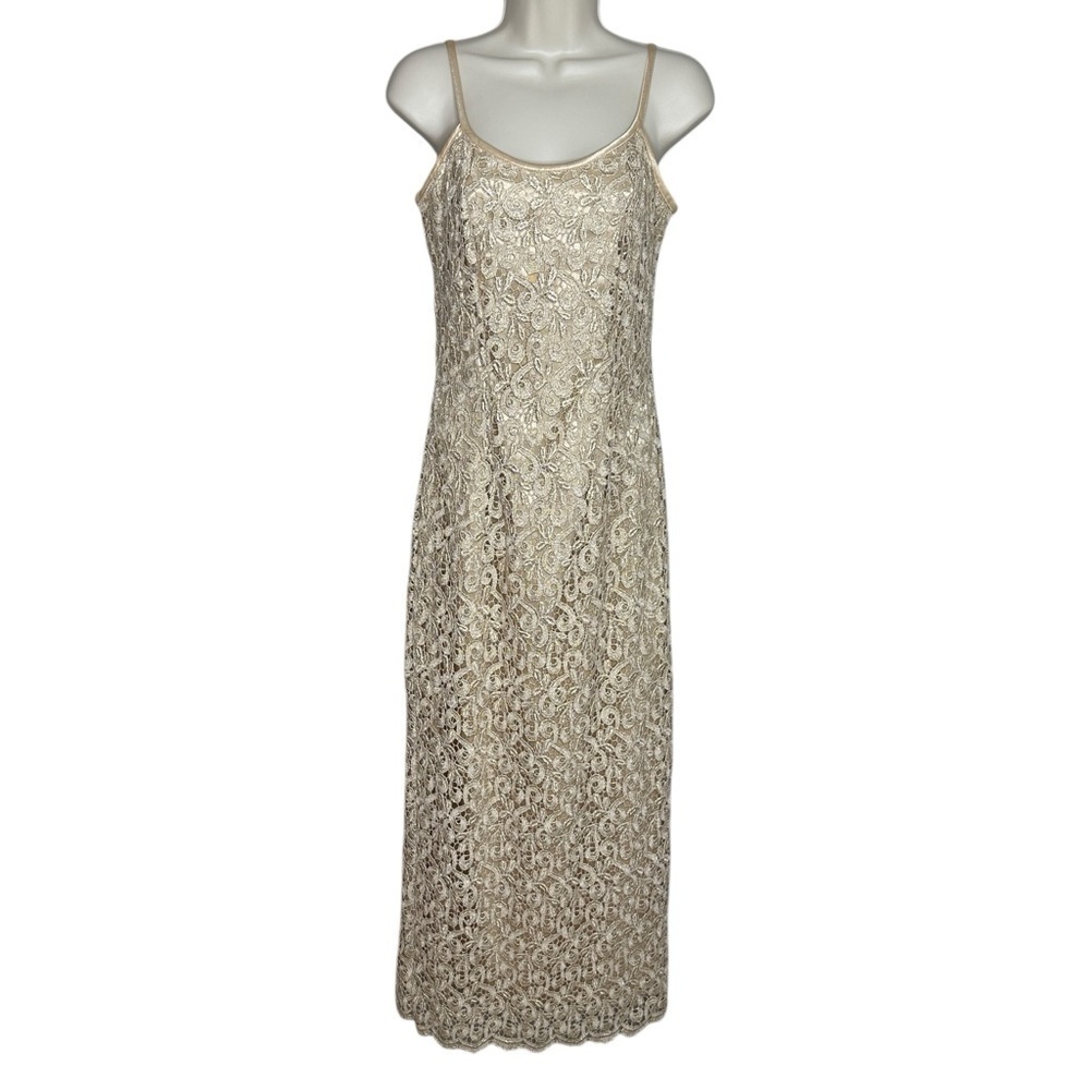 ASPEED USA Womens 3/4 Cream Lace Maxi‎ Formal Dress Gown Shawl Y2K Bridal